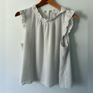 J. Crew Factory ivory ruffle neck tank